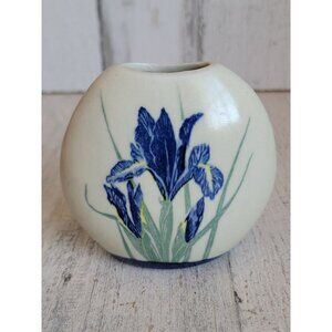 Flower blue iris floral mini vase pottery home decor figure unique